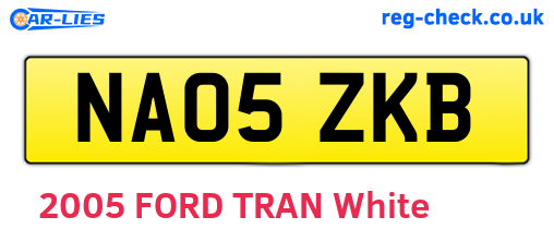 NA05ZKB are the vehicle registration plates.