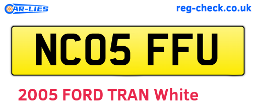 NC05FFU are the vehicle registration plates.