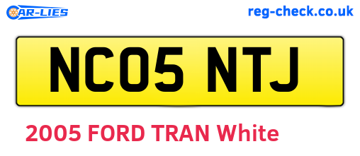 NC05NTJ are the vehicle registration plates.