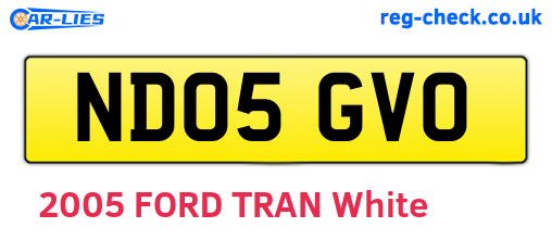 ND05GVO are the vehicle registration plates.