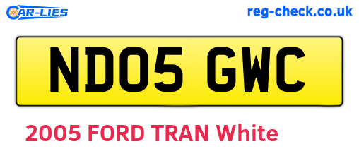 ND05GWC are the vehicle registration plates.