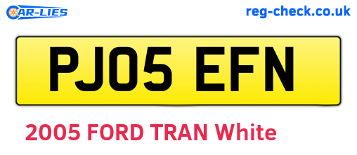 PJ05EFN are the vehicle registration plates.