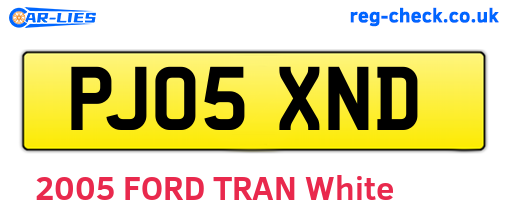 PJ05XND are the vehicle registration plates.