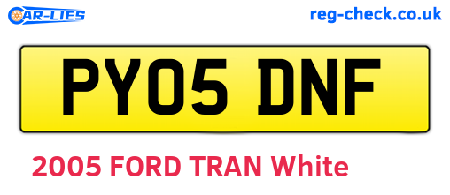 PY05DNF are the vehicle registration plates.