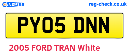 PY05DNN are the vehicle registration plates.