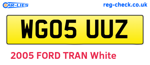 WG05UUZ are the vehicle registration plates.