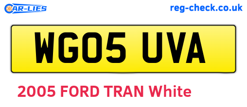 WG05UVA are the vehicle registration plates.