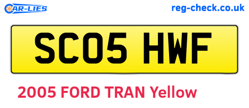 SC05HWF are the vehicle registration plates.
