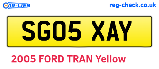 SG05XAY are the vehicle registration plates.