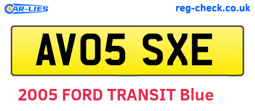 AV05SXE are the vehicle registration plates.