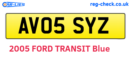AV05SYZ are the vehicle registration plates.