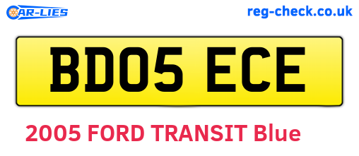 BD05ECE are the vehicle registration plates.