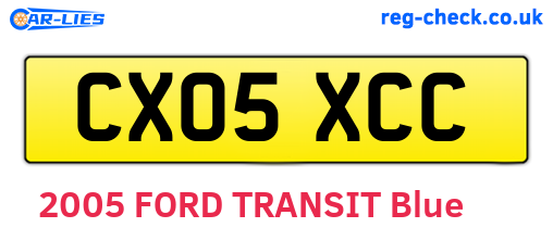 CX05XCC are the vehicle registration plates.