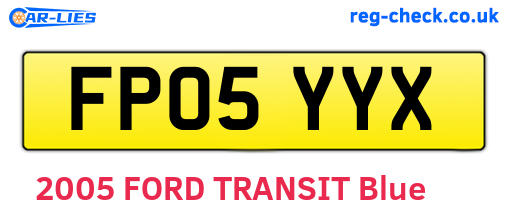 FP05YYX are the vehicle registration plates.
