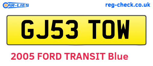 GJ53TOW are the vehicle registration plates.