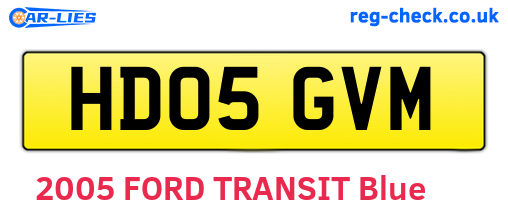 HD05GVM are the vehicle registration plates.