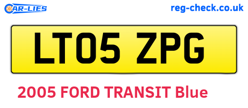 LT05ZPG are the vehicle registration plates.