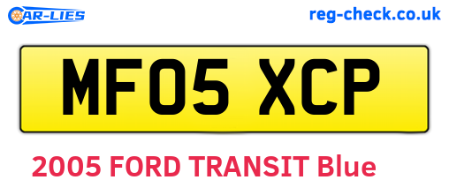 MF05XCP are the vehicle registration plates.