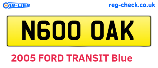 N600OAK are the vehicle registration plates.