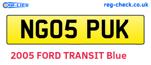 NG05PUK are the vehicle registration plates.