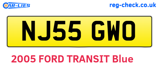 NJ55GWO are the vehicle registration plates.