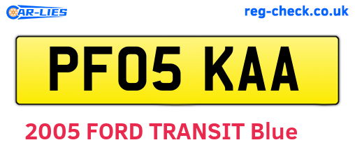 PF05KAA are the vehicle registration plates.