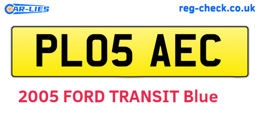 PL05AEC are the vehicle registration plates.
