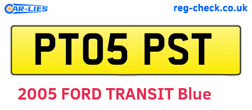 PT05PST are the vehicle registration plates.