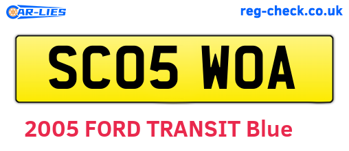 SC05WOA are the vehicle registration plates.