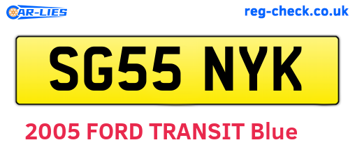 SG55NYK are the vehicle registration plates.
