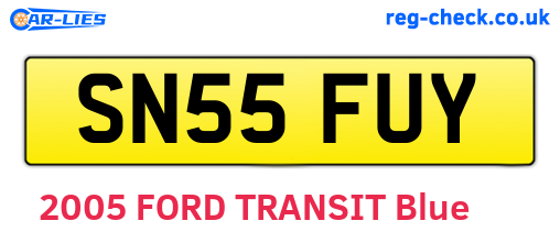 SN55FUY are the vehicle registration plates.