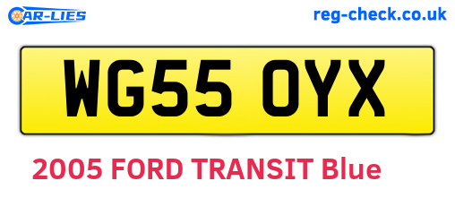 WG55OYX are the vehicle registration plates.