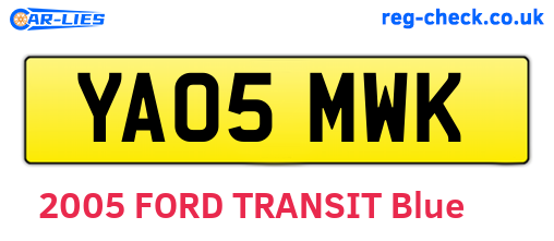 YA05MWK are the vehicle registration plates.
