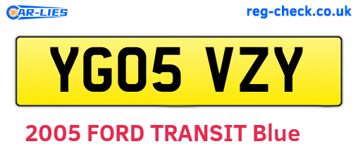 YG05VZY are the vehicle registration plates.