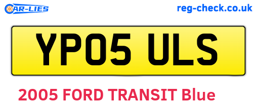 YP05ULS are the vehicle registration plates.