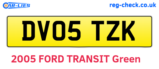 DV05TZK are the vehicle registration plates.