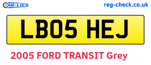 LB05HEJ are the vehicle registration plates.