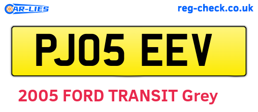 PJ05EEV are the vehicle registration plates.