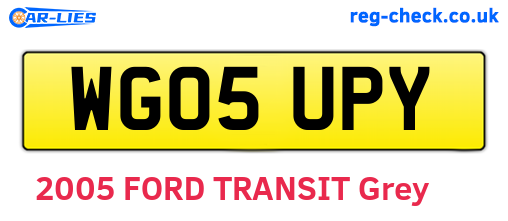 WG05UPY are the vehicle registration plates.