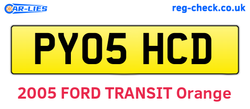 PY05HCD are the vehicle registration plates.