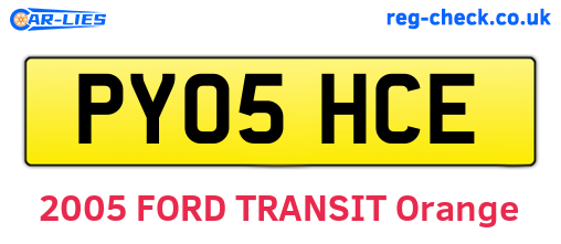 PY05HCE are the vehicle registration plates.