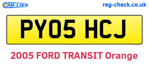 PY05HCJ are the vehicle registration plates.