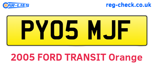 PY05MJF are the vehicle registration plates.
