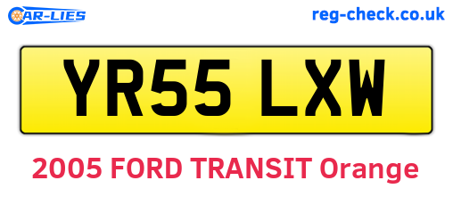 YR55LXW are the vehicle registration plates.