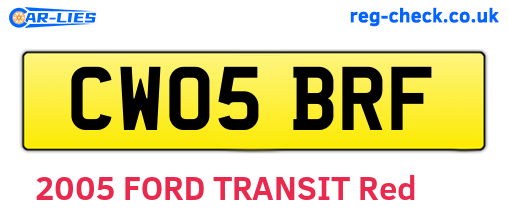 CW05BRF are the vehicle registration plates.