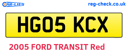 HG05KCX are the vehicle registration plates.
