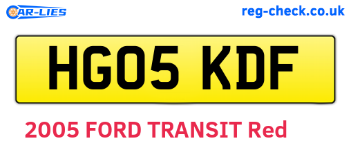 HG05KDF are the vehicle registration plates.