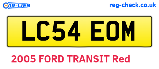 LC54EOM are the vehicle registration plates.
