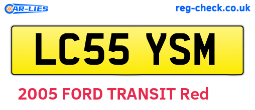 LC55YSM are the vehicle registration plates.
