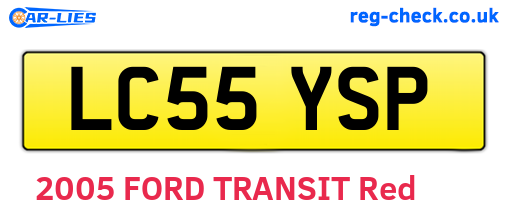 LC55YSP are the vehicle registration plates.